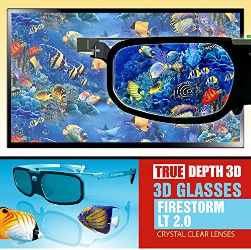 Firestorm LT 2.0! DLP link 3D glasses by True Depth 3D® rechargeable & lightweight (compatible with Benq, Optoma, Acer, Vivitek, Dell Etc) & All DLP HD 3D TVs At 96 Hz, 120 Hz and 144 Hz! (2)