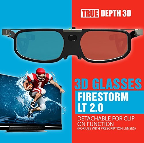 Firestorm LT 2.0! DLP link 3D glasses by True Depth 3D® rechargeable & lightweight (compatible with Benq, Optoma, Acer, Vivitek, Dell Etc) & All DLP HD 3D TVs At 96 Hz, 120 Hz and 144 Hz! (2)