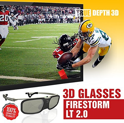 Firestorm LT 2.0! DLP link 3D glasses by True Depth 3D® rechargeable & lightweight (compatible with Benq, Optoma, Acer, Vivitek, Dell Etc) & All DLP HD 3D TVs At 96 Hz, 120 Hz and 144 Hz! (2)