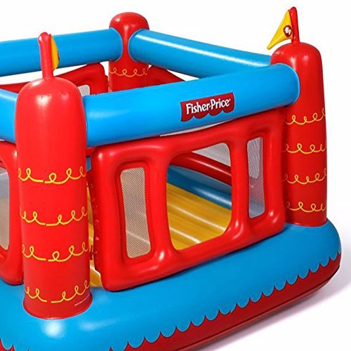 Fisher Price Bouncetastic Inflatable Castle Bouncer With Removable Mesh Walls