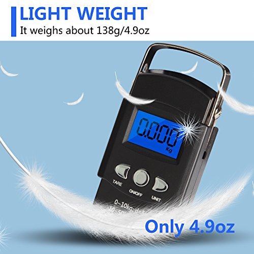 Fishing Scale, Hanging Scale - Hinpia Backlit LCD Screen, 110lb/50kg Capacity with Measuring Tape Portable Electronic Balance Digital Fishing Postal / Kitchen / Luggage /shopping Scale, Black