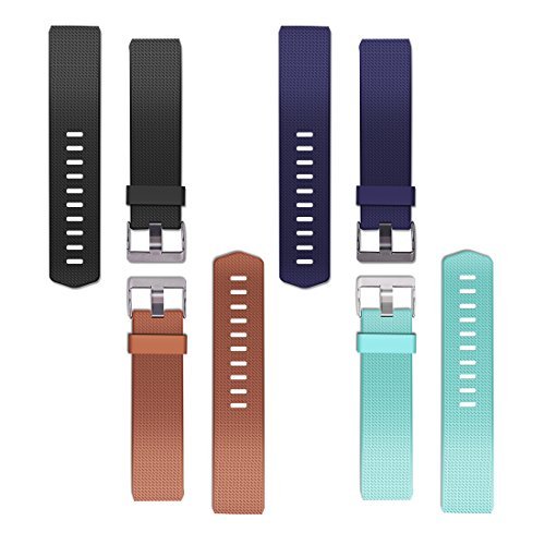 Fitbit Charge 2 Bands Replacement with Metal Clasp (4 Pack Small) Comfortable and Flexible Silicone Wristband Huadea