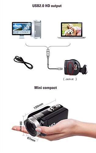 Fitiger 2.7" LCD Screen Digital Video Camcorder Night Vision 24MP Camera HD Digital Camera