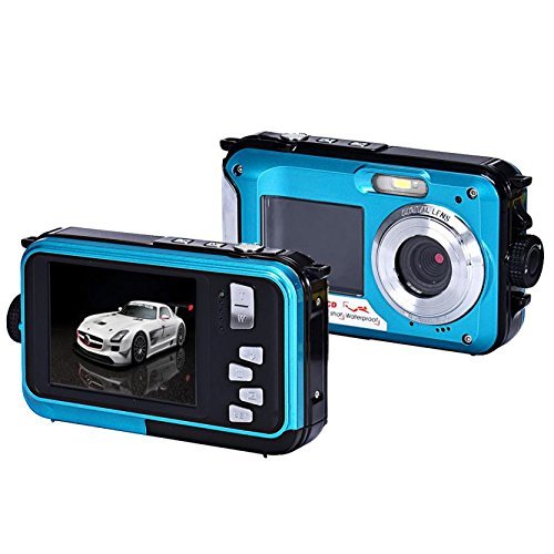 Fitiger Digital Camera 2.7 inch +1.8 inch Screens HD 1080P CMOS 16x Zoom Camcorder Mini Camera-Blue