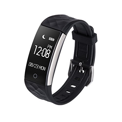 Fitness Tracker Watch, AGPTEK Heart Rate Monitor Activity Wristband Pedometer Sleep Monitor Waterproof Bluetooth Smart Band for iPhone Android Phones, Black