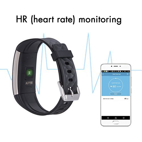 Fitness Tracker Watch, AGPTEK Heart Rate Monitor Activity Wristband Pedometer Sleep Monitor Waterproof Bluetooth Smart Band for iPhone Android Phones, Black