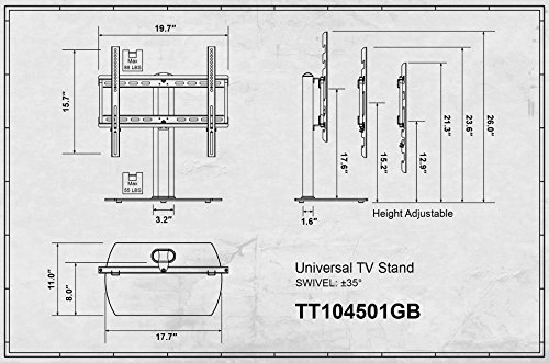 Fitueyes Universal TV Stand Base Swivel Tabletop TV Stand with mount for 32 inch to 50 inch Flat screen Tvs/xbox One/tv Component /Vizio Tv (TT104501GB)