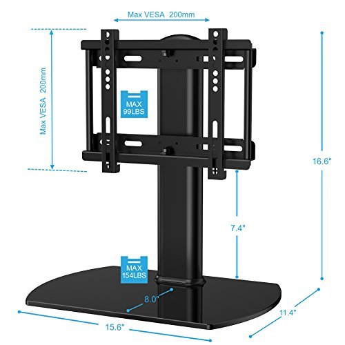 Fitueyes Universal TV Stand /Base Swivel Tabletop TV Stand with mount for up to 37 inch Flat screen Tvs/xbox One/tv Component /Vizio Tv (TT104001GB)