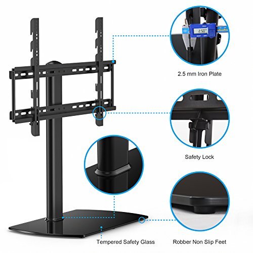 Fitueyes Universal TV Stand/ Base Tabletop TV Stand with Wall Mount for up to 60 inch Flat screen Tvs Vizio/Sumsung/Sony Tvs/xbox One/tv components TT107001GB