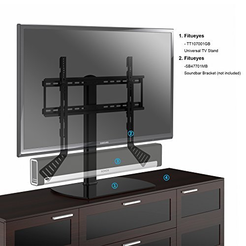 Fitueyes Universal TV Stand/ Base Tabletop TV Stand with Wall Mount for up to 60 inch Flat screen Tvs Vizio/Sumsung/Sony Tvs/xbox One/tv components TT107001GB