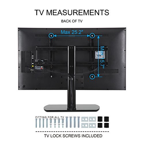 Fitueyes Universal TV Stand/ Base Tabletop TV Stand with Wall Mount for up to 60 inch Flat screen Tvs Vizio/Sumsung/Sony Tvs/xbox One/tv components TT107001GB