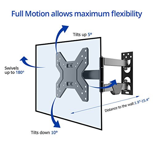 Fleximounts Full Motion Articulating TV wall mount Tilt Swivel Bracket for 17''-42'' LCD LED HD Plasma TV