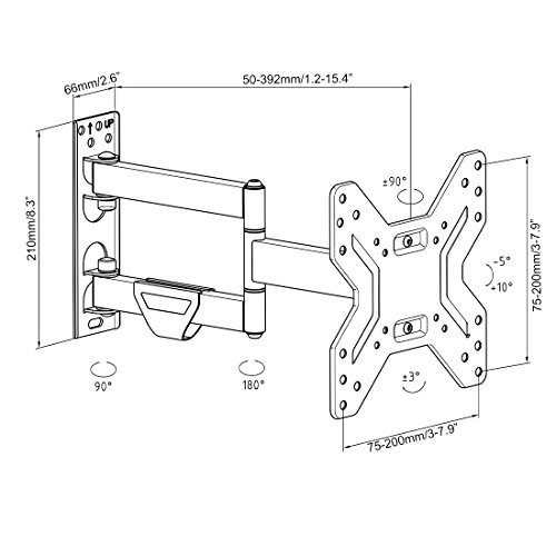 Fleximounts Full Motion Articulating TV wall mount Tilt Swivel Bracket for 17''-42'' LCD LED HD Plasma TV