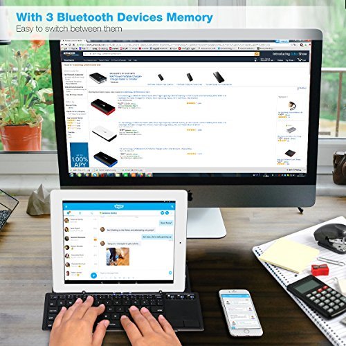 Folding Bluetooth Keyboard EC Technolgy Portable Foldable Wireless Keyboard with Multi Touchpad Holder Touch Keyboard for Android Windows IOS, Aluminum Alloy
