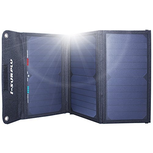 Folding Solar Charger,21W Solar Charger with Dual USB Port and Smart Tech for Galaxy S7/S7 Edge,iPad Pro,iPhone 7/7 Plus/6S/6/6 Plus,Nexus 5X/6P and More (Black-IL)