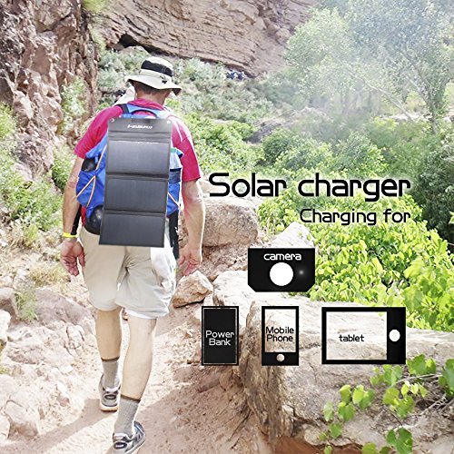 Folding Solar Charger,21W Solar Charger with Dual USB Port and Smart Tech for Galaxy S7/S7 Edge,iPad Pro,iPhone 7/7 Plus/6S/6/6 Plus,Nexus 5X/6P and More (Black-IL)