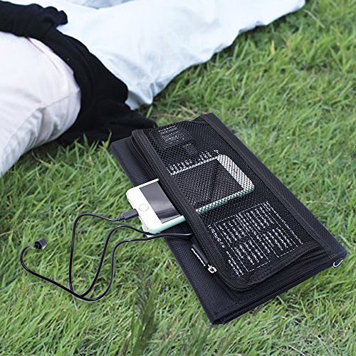 Folding Solar Charger,21W Solar Charger with Dual USB Port and Smart Tech for Galaxy S7/S7 Edge,iPad Pro,iPhone 7/7 Plus/6S/6/6 Plus,Nexus 5X/6P and More (Black-IL)