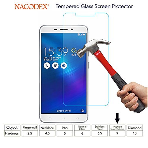 For Asus ZenFone 3 Laser 5.5 ZC551KL HD Tempered Glass Screen Protector Film by Nacodex 9H Glass (For Asus ZenFone 3 Laser 5.5 ZC551KL)