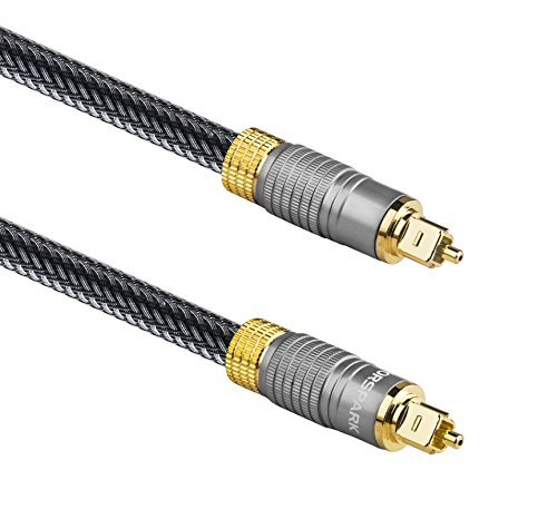 Forspark Digital Optical Audio 24k Gold Plated Toslink Cable 10ft- Cl3 Rated