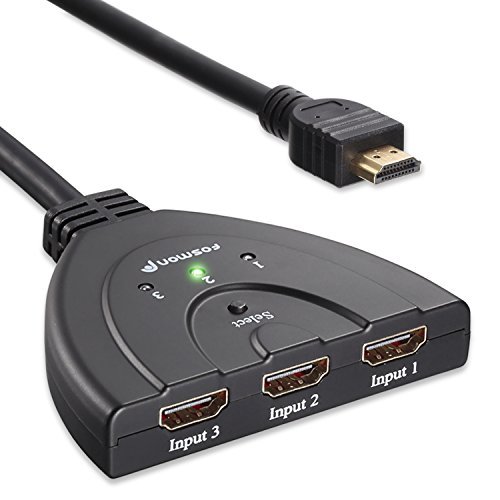 Fosmon HD1831 3-Port HDMI Switch with Pigtail Cable