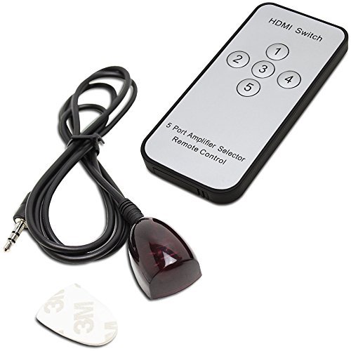 Fosmon HD1832 Intelligent 5-Port HDMI Switch with IR Remote and AC Adapter Supports 3D, Black