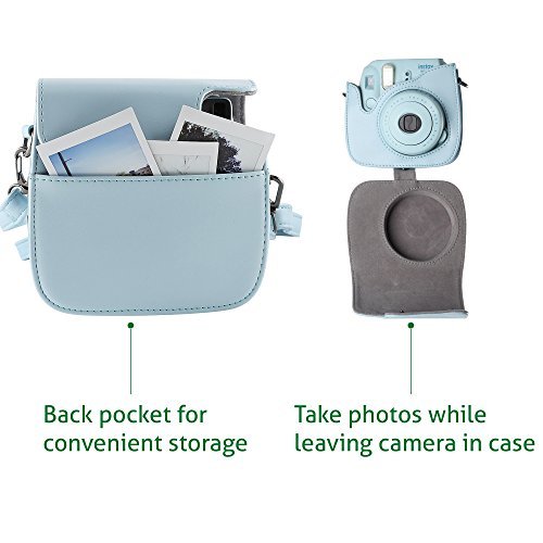 Fujifilm Instax Mini 9 Camera Accessories Bundle ICE BLUE, 14 PC Kit Includes: Instax Mini Case, 2 Photo Albums, Filter, Selfie lens, Magnets + Hanging + Creative Frames ,60 stickers, Gift Box