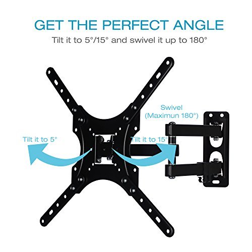 Full Motion Articulating TV Wall Mount, Tilt -5°/15°, Swivel up to 180° Fits LED/LCD/Plasma Flat Screen TV's.