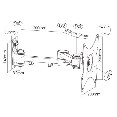 Full Motion Tilt Swivel Articulating TV Wall Mount Bracket With Removable Face Plate for EZ On-Off Installations Prefect for Trailers, RV's Campers, Fit's most 23-42" inch LED LCD Plasma TV