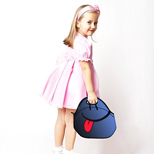 Funny Thermal Neoprene Waterproof Kids Insulated Lunch Portable Carry Tote Picnic Storage Bag Lunch box Food Bag Gourmet Handbag Cooler warm Pouch Tote bag For School work Office FLB-012