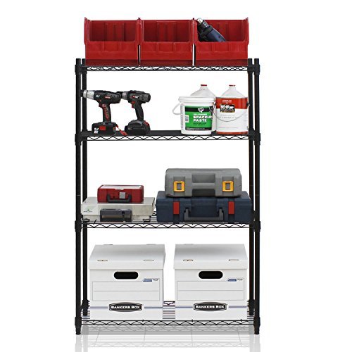 Furinno WS15004 Wayar Heavy Duty Wire Shelving System, 4-Tier, Black