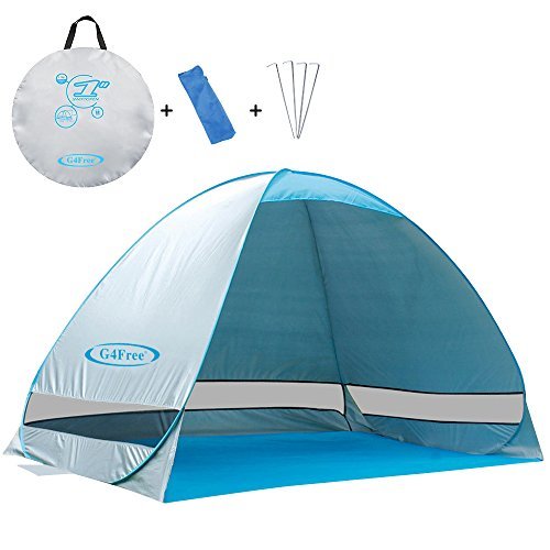 G4Free Outdoor Automatic Pop up Instant Portable Cabana Beach Tent 2-3 Person Fishing Anti UV Beach Tent Beach Shelter, Sets up in Seconds 78.7" x 47.2"x 51.2