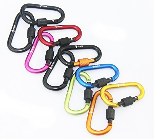 GLOUE Aluminum D-ring Locking Carabiner Keychain Spring Clip Lock Carabiner Hook Outdoor Camping Equipmengt - Professional Outdoor Camping Equipment - caribeaner,Lock Buckle(10PCS)