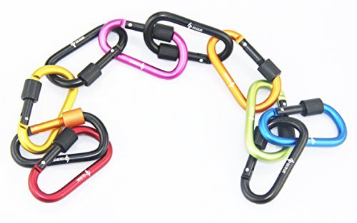 GLOUE Aluminum D-ring Locking Carabiner Keychain Spring Clip Lock Carabiner Hook Outdoor Camping Equipmengt - Professional Outdoor Camping Equipment - caribeaner,Lock Buckle(10PCS)