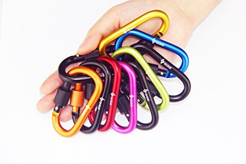 GLOUE Aluminum D-ring Locking Carabiner Keychain Spring Clip Lock Carabiner Hook Outdoor Camping Equipmengt - Professional Outdoor Camping Equipment - caribeaner,Lock Buckle(10PCS)