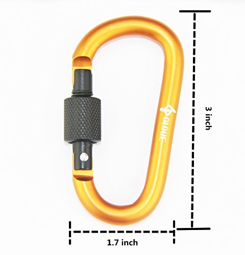 GLOUE Aluminum D-ring Locking Carabiner Keychain Spring Clip Lock Carabiner Hook Outdoor Camping Equipmengt - Professional Outdoor Camping Equipment - caribeaner,Lock Buckle(10PCS)