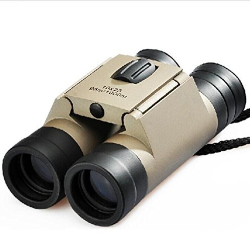 GMJF 10x25 Folding Binoculars Telescope with Low Light Night Vision for outdoor birding, travelling, sightseeing, hunting, etc 