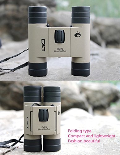 GMJF 10x25 Folding Binoculars Telescope with Low Light Night Vision for outdoor birding, travelling, sightseeing, hunting, etc 