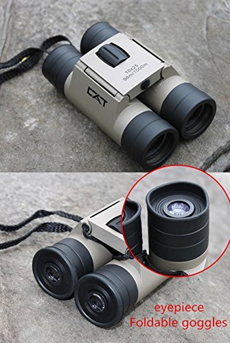 GMJF 10x25 Folding Binoculars Telescope with Low Light Night Vision for outdoor birding, travelling, sightseeing, hunting, etc 