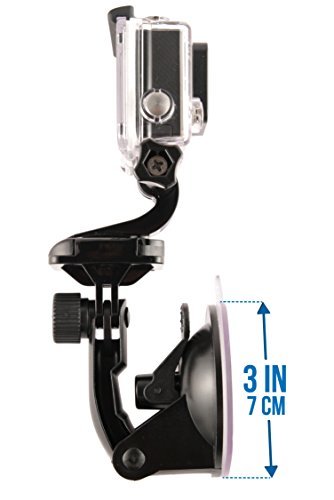 GOMA Industries Suction Cup Car Mount for GoPro Hero5// Session Hero4 Hero3 All Gopro Cameras and camcorders SJcam SJ4000, SJ5000, Garmin Virbx, xiaomi Yi Bundled with Safety Tether and Protective Bag