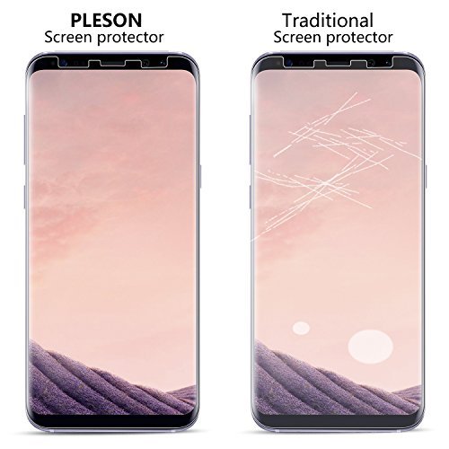 Galaxy S8 Plus Screen Protector, [2-Pack][Full Coverage] PLESON [Case Friendly][Bubble-Free][Anti-Scratch][No Lifted Edges] Wet Applied HD Clear Film Screen Protector for Samsung Galaxy S8 Plus / S8+