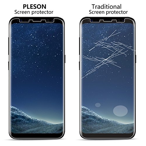 Galaxy S8 Screen Protector, [2-Pack][Full Coverage] PLESON Samsung Galaxy S8 Screen Protector [Case Friendly][Bubble-Free][No Lifted Edges] Wet Applied HD Clear Film Screen Protector for Galaxy S8