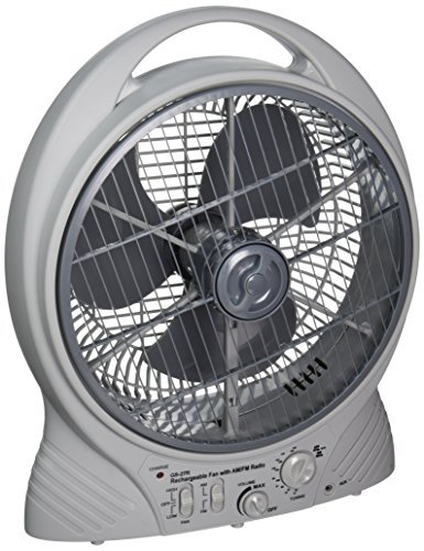 Gama Sonic Rechargeable 12-Inch Cooling Fan with AM/FM Radio and MP3 Input #GS-27R