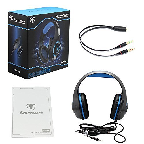 Gaming Headset, Matone Over-Ear Gaming Headphones with Volume Control USB 3.5mm Noise Cancelling Earphones Built-in Mic Stereo Bass LED Light for PS4 PC Tablet Laptop (Blue)