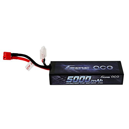 Gens ace LiPo Battery Pack 5000mAh 50C 2S 7.4V HardCase 21 with Deans T Plug for RC Car Boat Truck Roar Approved