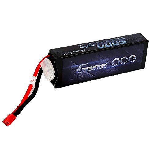 Gens ace LiPo Battery Pack 5000mAh 50C 2S 7.4V HardCase 21 with Deans T Plug for RC Car Boat Truck Roar Approved