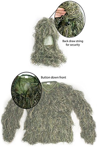 Ghillie Suit Camo Woodland Camouflage Forest Hunting 4-Piece + Bag by VIVO