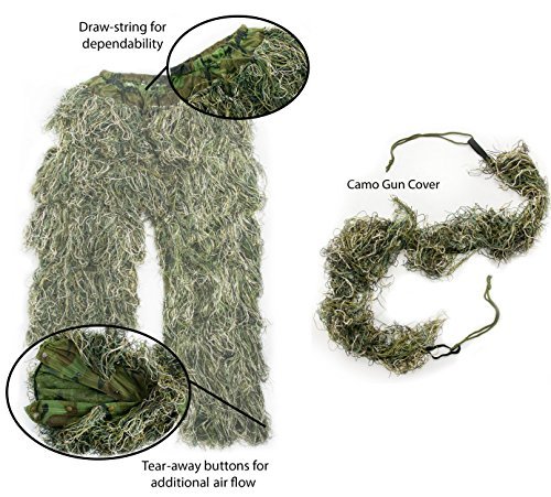 Ghillie Suit Camo Woodland Camouflage Forest Hunting 4-Piece + Bag by VIVO