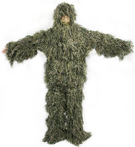 Ghillie Suit Camo Woodland Camouflage Forest Hunting 4-Piece + Bag by VIVO