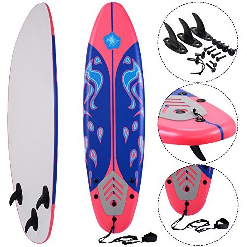 Giantex 6' Surfboard Surf Foamie Boards Surfing Beach Ocean Body Boarding Red