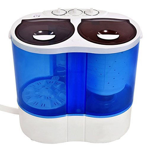 Giantex Portable Mini Washing Machine Gravity Drain Compact Twin Tub 7.7lb Washer Spin Dryer Furni